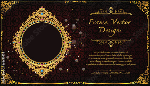 Royal frame on golden pattern background