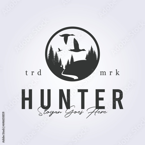 duck hunt logo vector illustration symbol icon sign template background design
