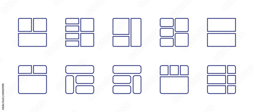Grid line icon set. Editable stroke. Vector illustration. Containing square blocks, layout.