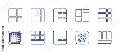 Grid line icon set. Editable stroke. Vector illustration. Containing design, layout, table, apps.