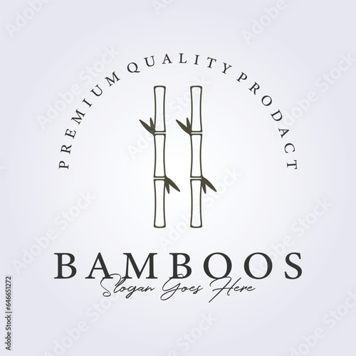 Fototapeta simple two bamboos logo icon vector symbol illustration design