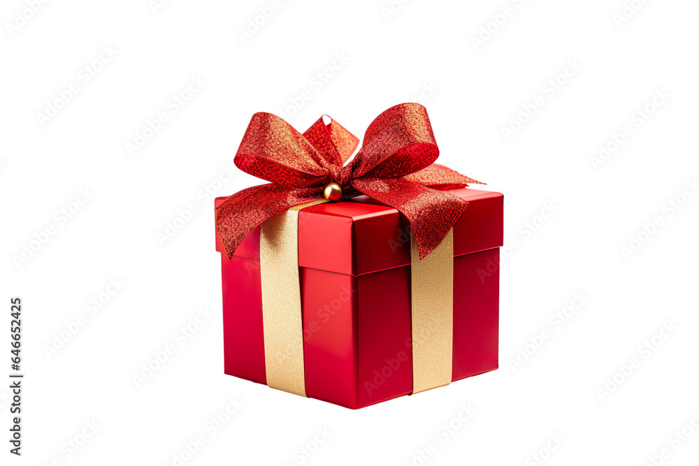 Red Christmas gift box, Dark red and gold gift box isolated PNG Red Christmas gift box, Dark red and gold gift box isolated PNG
