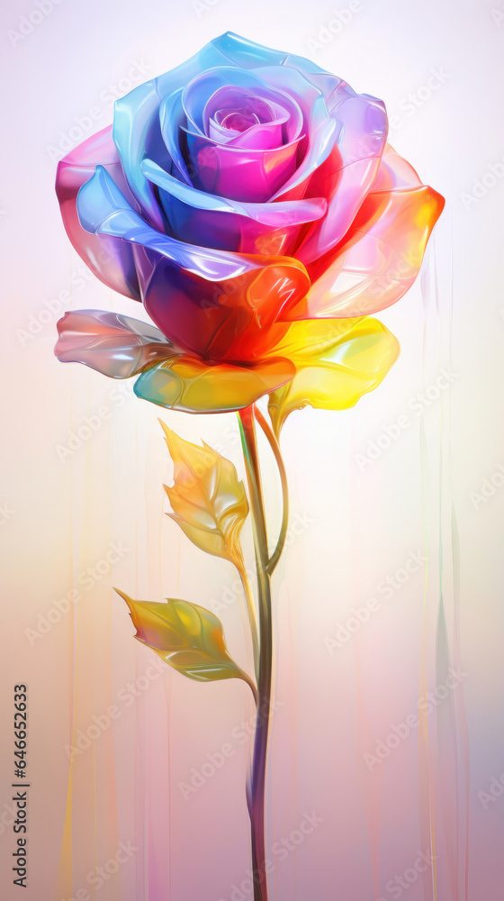 Obraz premium Multi-colored paint illustration of a beautiful pink rose