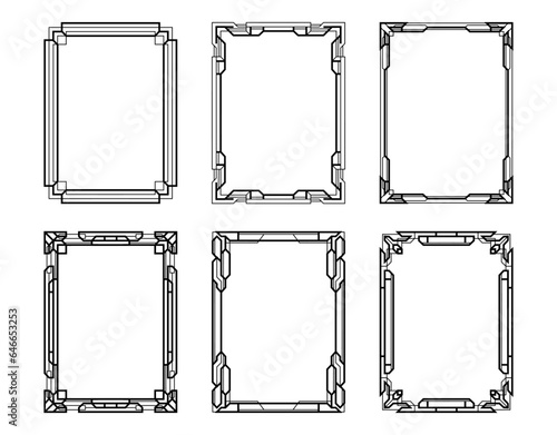  Art Deco gold frame vintage frame line geometric luxury frames wedding banner label card geometric background vector illustration