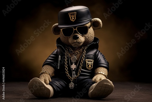 teddy bear gangster rapper, Generative AI photo