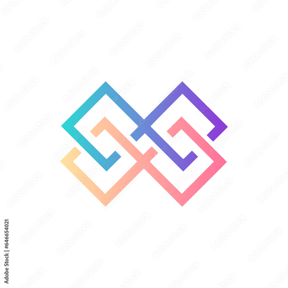 Geometric abstract line logo design template with a compound square motif. Geometric abstract line logo design template with a compound square motif.