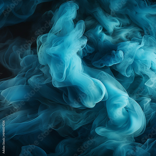 Abstract blue smoke moves on dark background. Swirling smoke. Made with generative ai