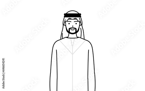 正面を向いた笑顔のイスラムの男性