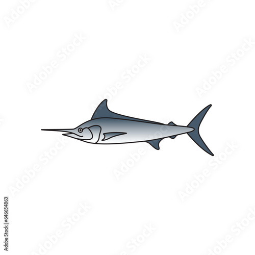 marlin fish with the characteristics of a long mouth