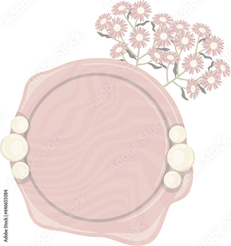 Dusty pink wax stamp with dried white flowers Attched