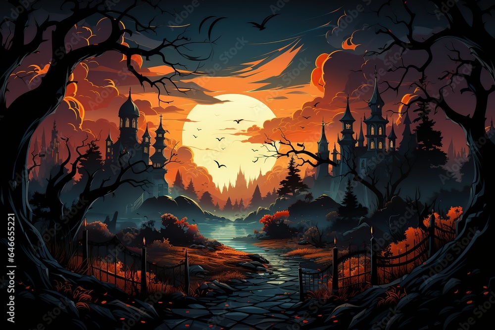 Design a Halloween Banner with Cartoon, generative AI,