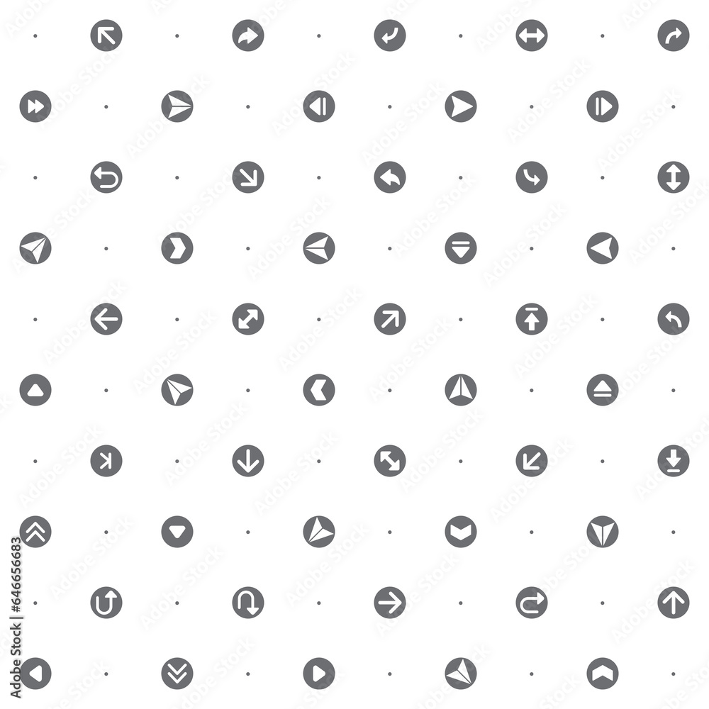 Seamless pattern with arrows icon on white background. Included the icons as basic, infographic, navigation, direction, chevron, cursors, selection And Other Elements.
