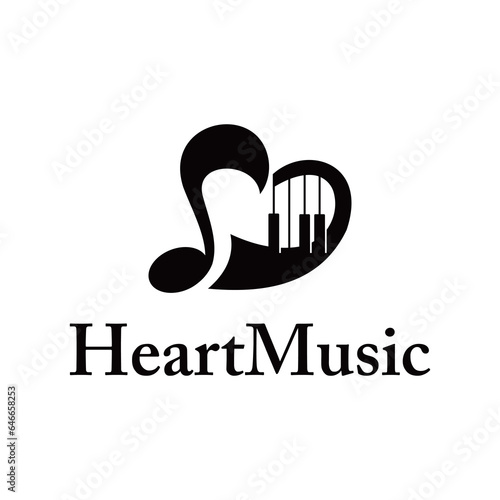 love with music logo. piano symbol. vector logo