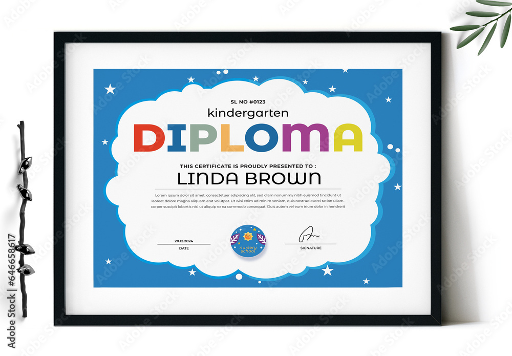 Kindergarten Certificate Design Template Stock Template Adobe Stock Kindergarten Certificate Design Template Stock Template Adobe Stock