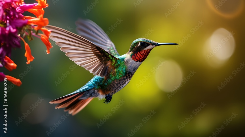 Fototapeta premium hummingbird feeding on a flower