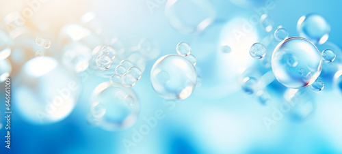 Abstract background bubbles in blue water floating bubble bokeh.