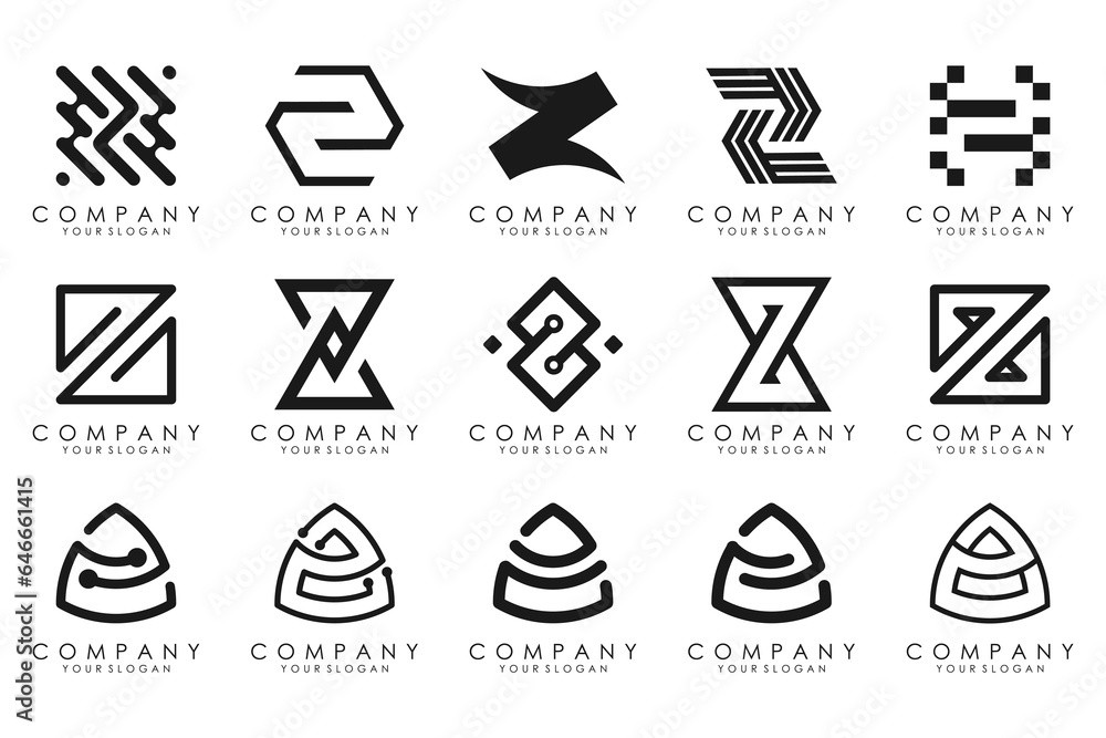 Set of abstract letter z logo design. icons for business of luxury, elegant, simple with black color Set of abstract letter z logo design. icons for business of luxury, elegant, simple with black color