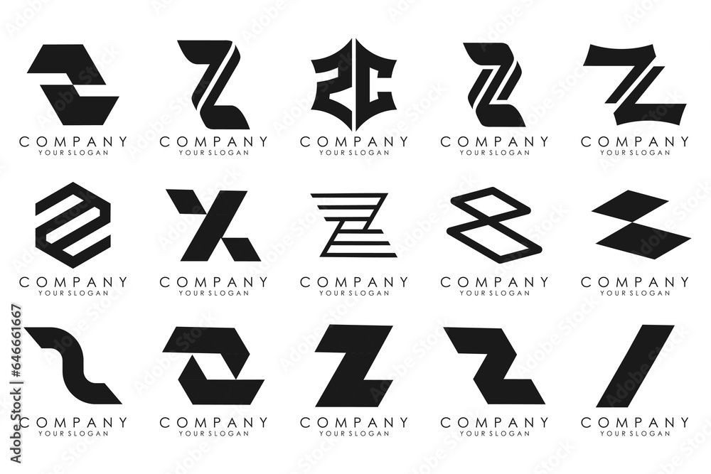 Set of abstract letter z logo design. icons for business of luxury, elegant, simple with black color Set of abstract letter z logo design. icons for business of luxury, elegant, simple with black color