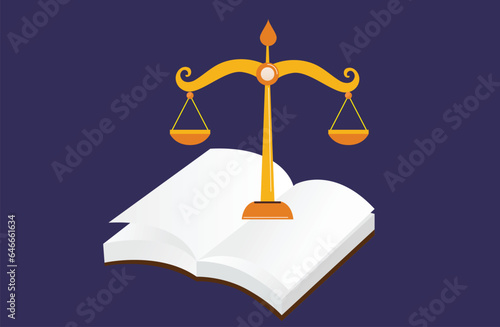 illustration of justice scale with book vector