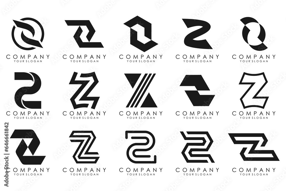Set of abstract letter z logo design. icons for business of luxury, elegant, simple with black color Set of abstract letter z logo design. icons for business of luxury, elegant, simple with black color