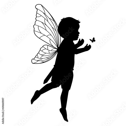 cute fairy boy silhouette illustration