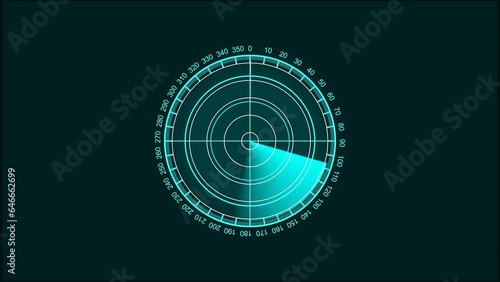 Target searching and scanning interface. RADAR Screen High Tech Concept animation photo