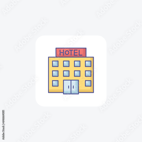 Hotels Outline Fill Icon Travel And Tour Icon, Tourism Icon, Exploring World Icons