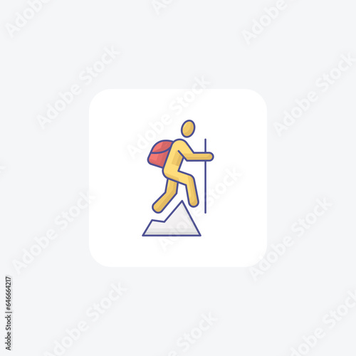 Hiking Outline Fill Icon Travel And Tour Icon, Tourism Icon, Exploring World Icons