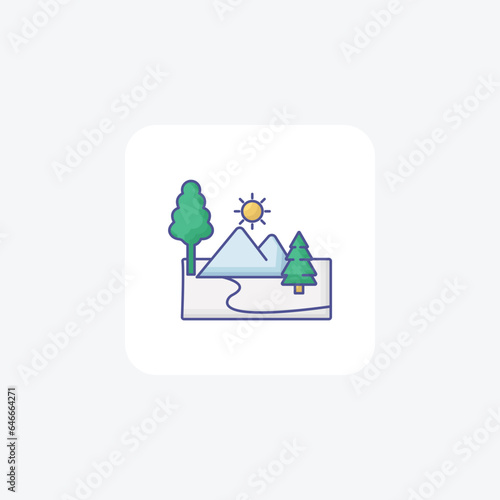 National Parks Outline Fill Icon Travel And Tour Icon, Tourism Icon, Exploring World Icons