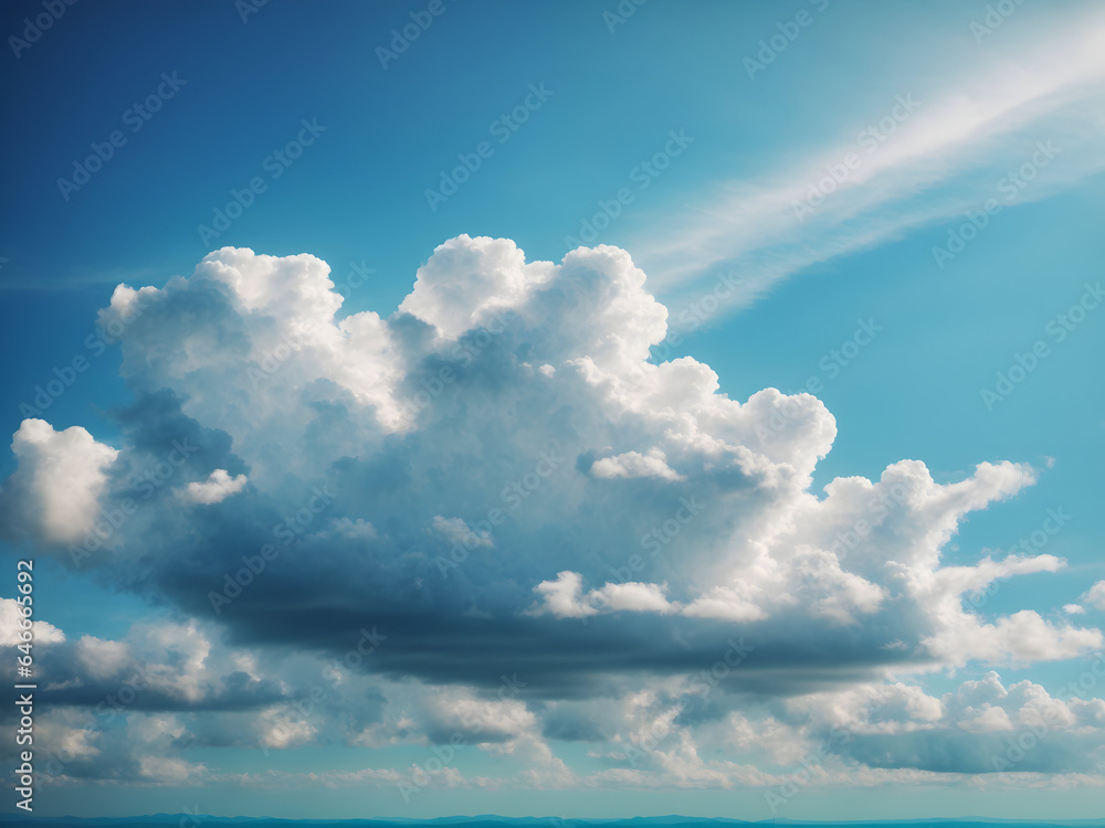Fototapeta premium Peaceful Horizon: Blue Sky with Clouds