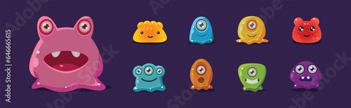 Cute Jelly Monster Funny Game Element Vector Set
