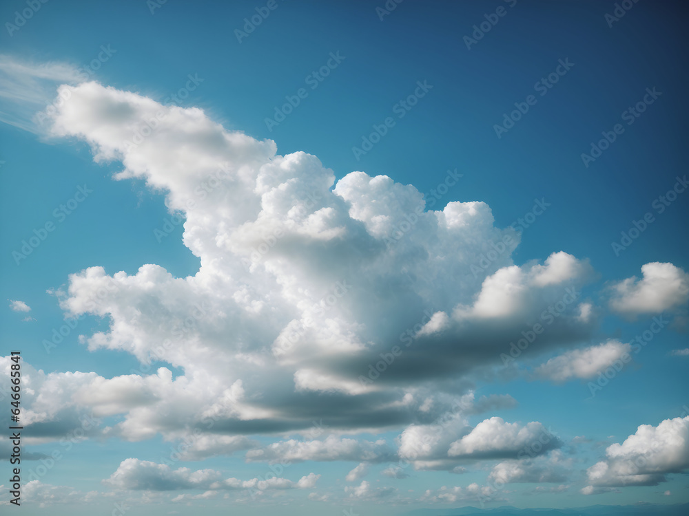 Sunny Day: Fluffy Clouds in Blue Sky