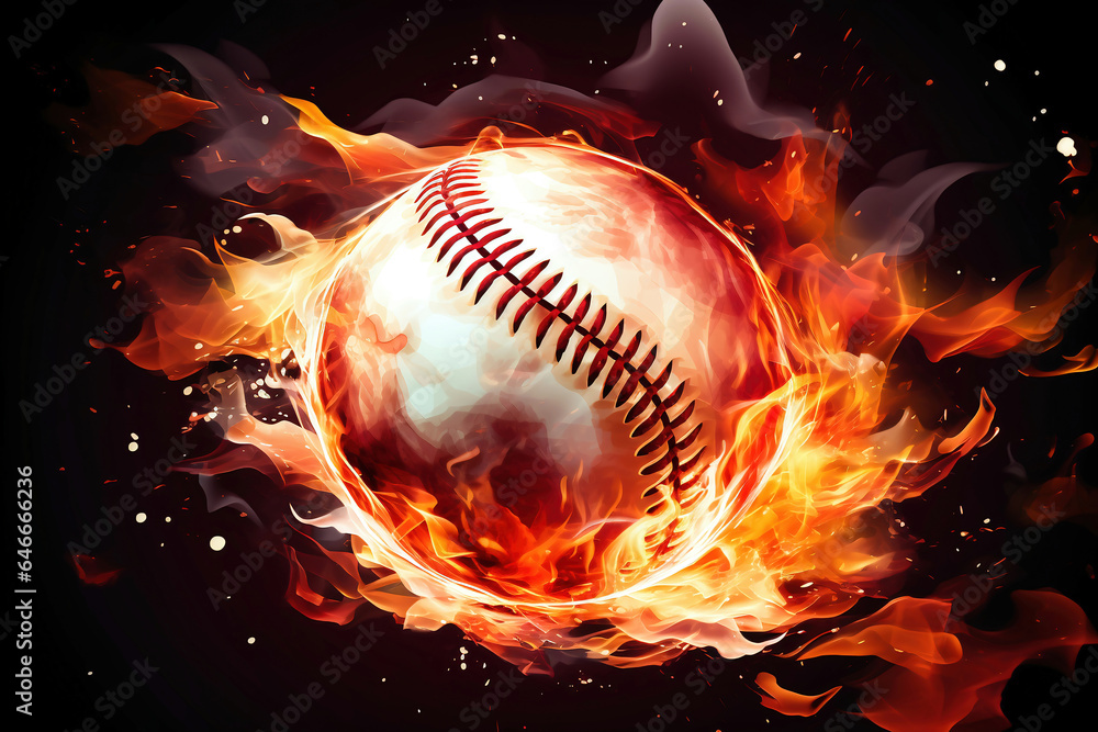 Photo of a baseball engulfed in flames Photo of a baseball engulfed in flames