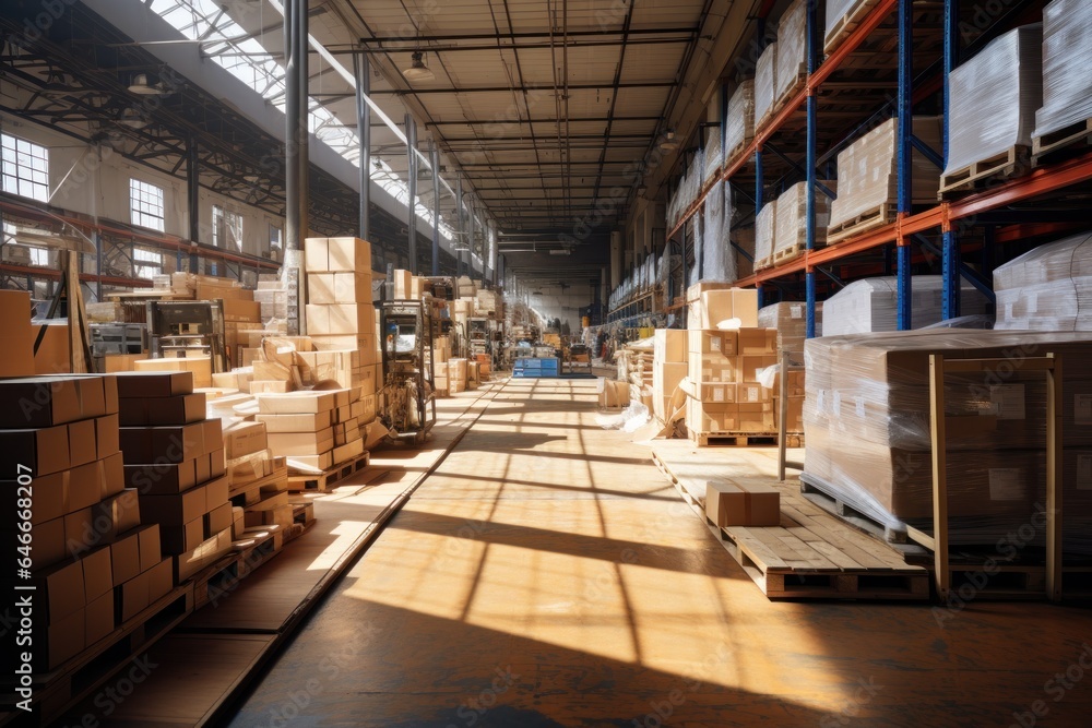 Warehouse in a department store, Sunbeam morning Warehouse in a department store, Sunbeam morning