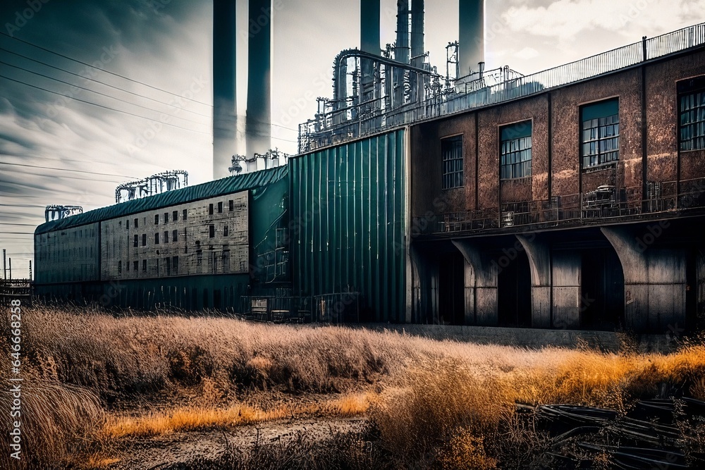 Fototapeta premium Industrial factory, generative AI