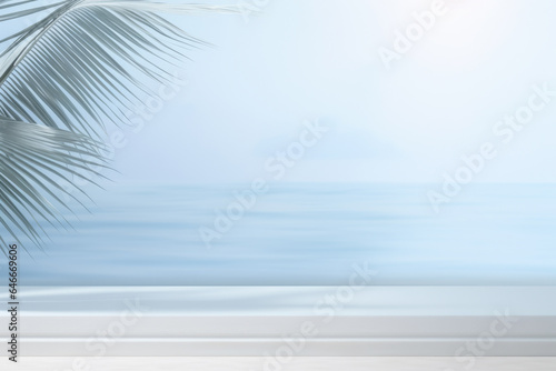Picturesque beach scene featuring beautiful palm tree and sparkling ocean. Perfect for travel brochures, vacation websites, and tropical-themed designs.