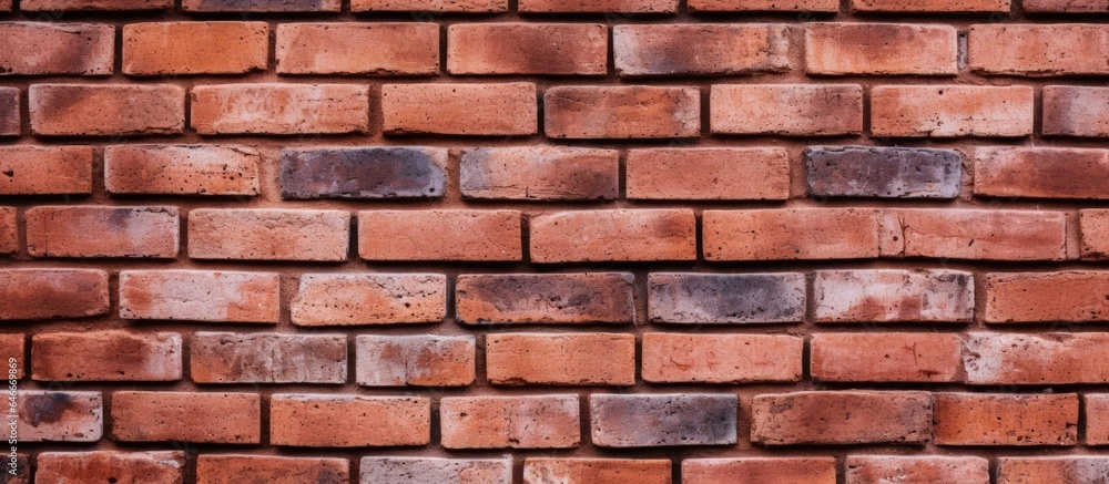 Macro shot of a red brick wall.
