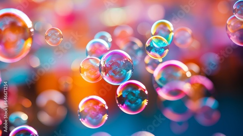 Ethereal Spheres and Colorful Background: Playful Bubbles in a Whimsical Scene - Generated From AI