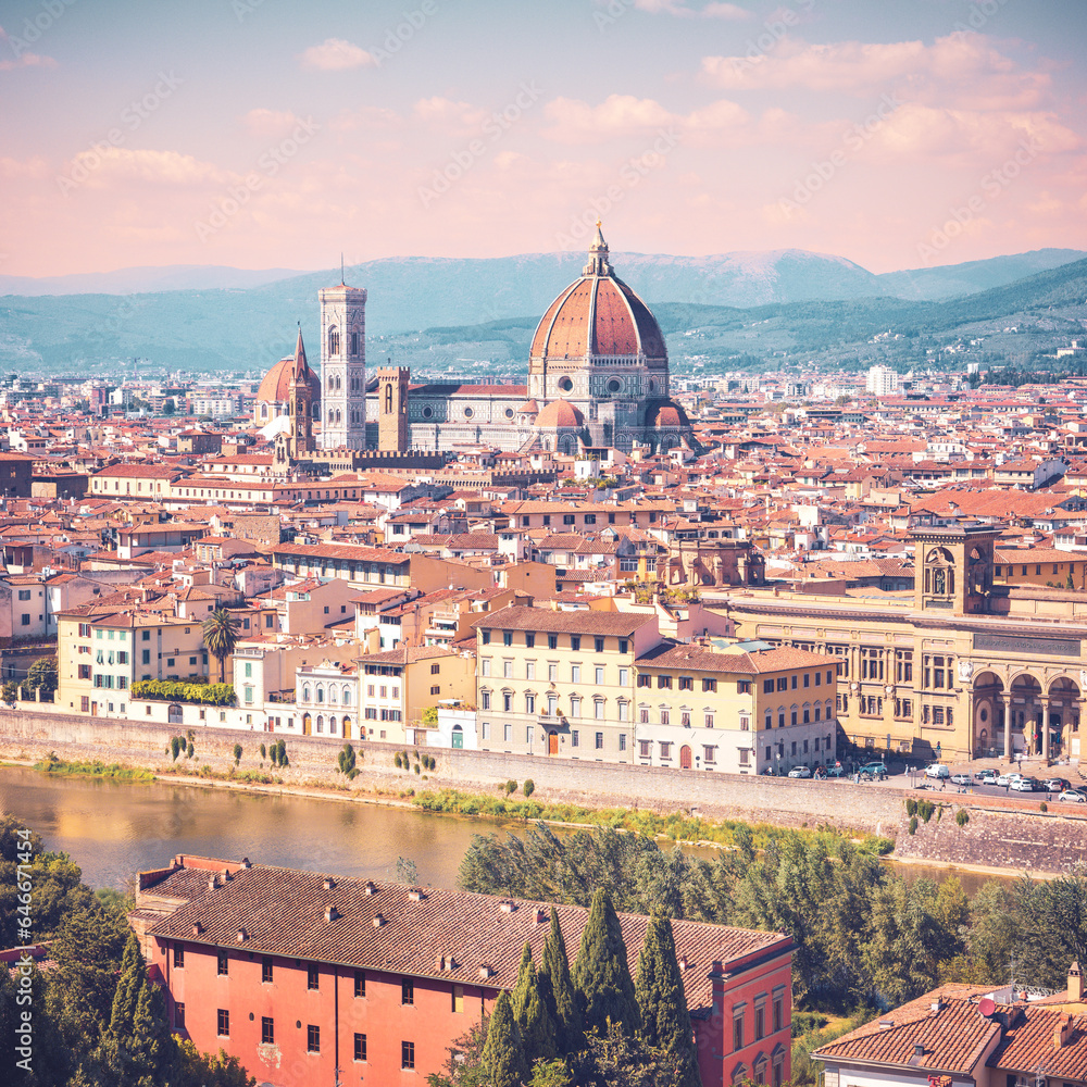 Panorama view of Florence city landscape in Italy- Tuscany