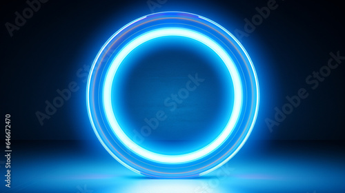 bright blue round neon lights.