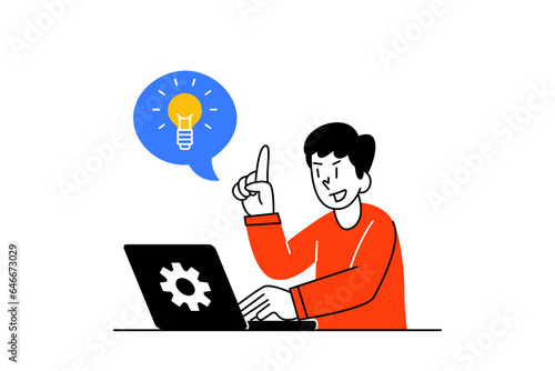 Self Development activity vector design illustration for business and education in red and blue color