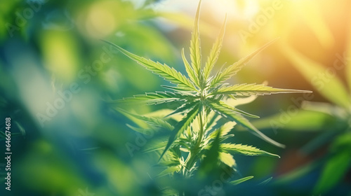 Cannabis Leaf of Marihuana, Soft Focus Background