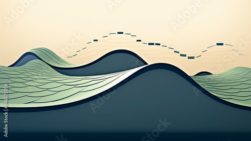 Money Waves: Minimalist waves in a calm financial sea, signifying stability and opportunity photo