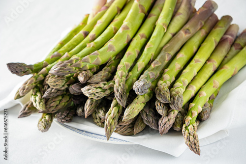 green asparagus on the plate