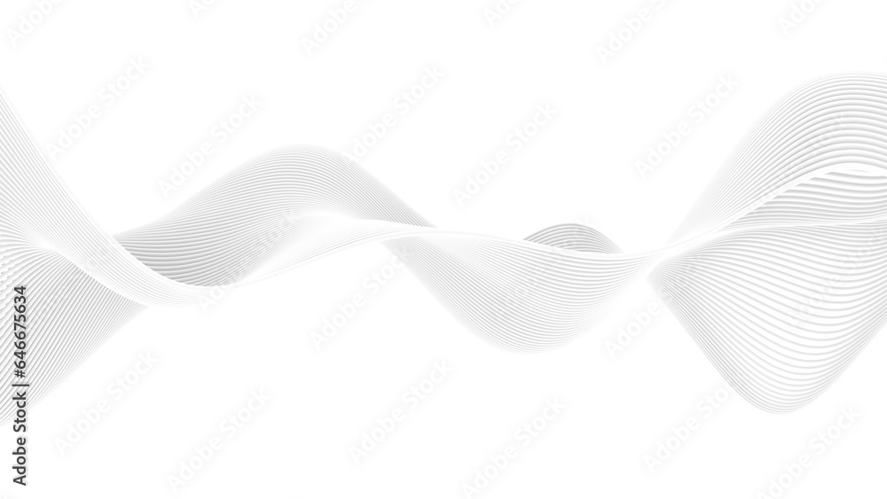 Beautiful abstract wavy wires on a white background. Modern technological background. An element of futuristic design. Stripe lines pattern. 3d rendering image. isolated on white background - obrazy, fototapety, plakaty 