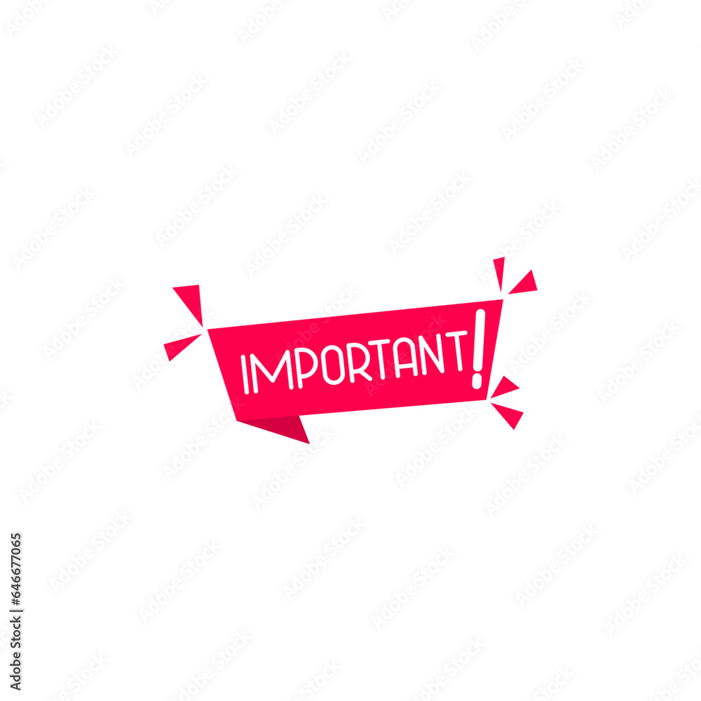 Red Label With Important Information Sign. Important attention message icon Red Label With Important Information Sign. Important attention message icon