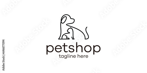 pet shop logo design made in a minimalist line style