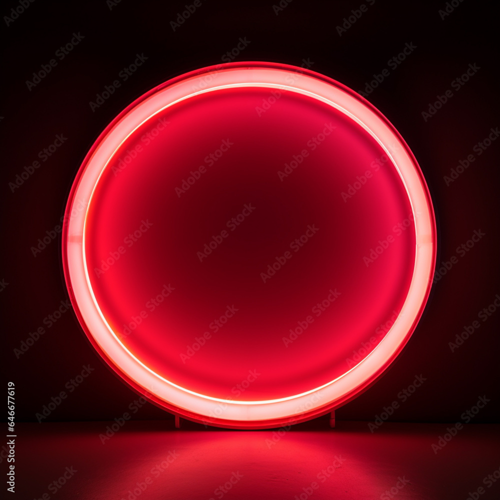 bright red round neon lights. bright red round neon lights.