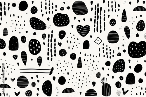 Canvas Print black and white background  seamless pattern with cats