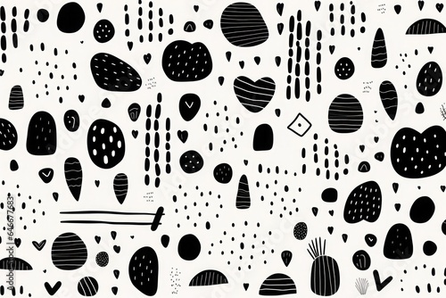 black and white background seamless pattern with cats